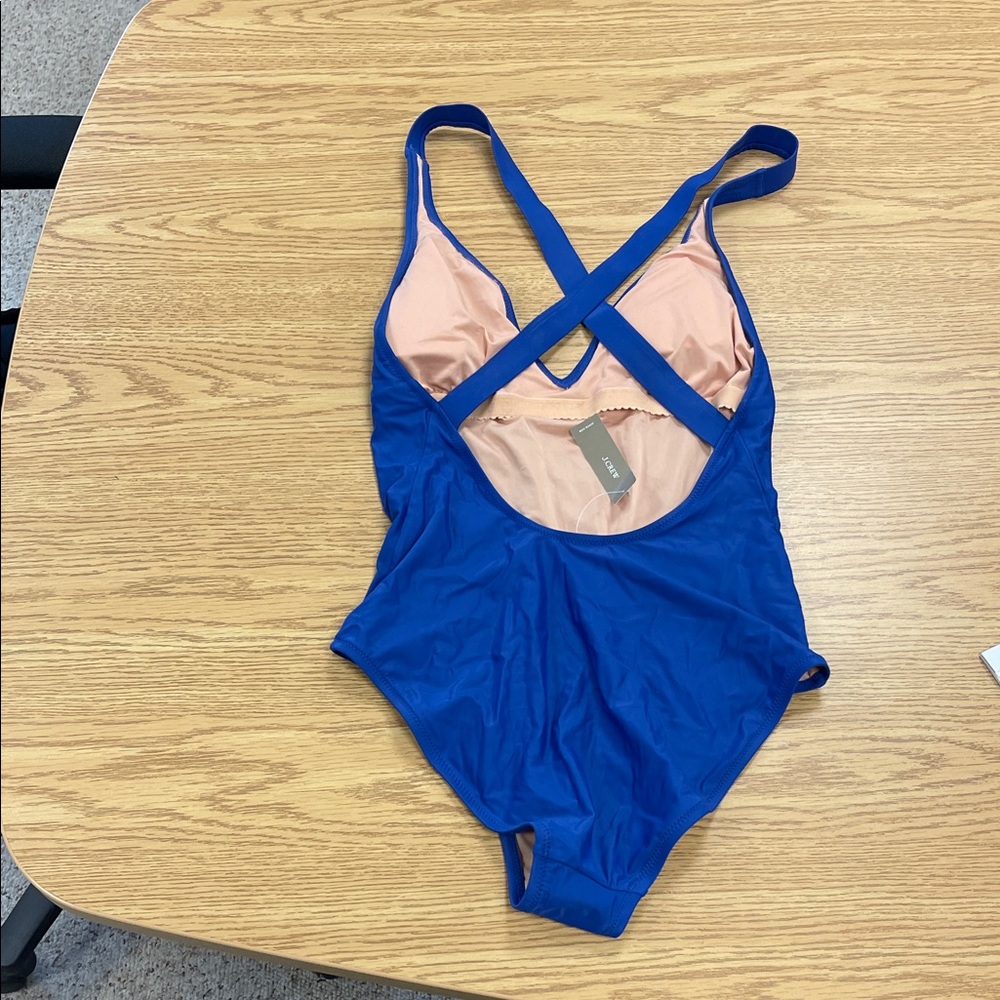 J. Crew Royal Blue Crisscross Back One-Piece Swimsuit - Picture 2 of 4